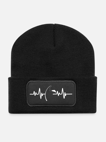 Herzschlag Fischen - Recycelte Patch Beanie - Schwarz