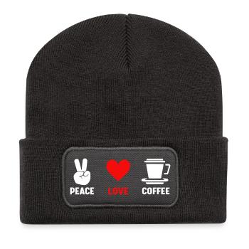 Peace Love Coffee - Recycled Patch Beanie - dark grey - Front