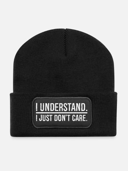 I understand I just don't care - Recycelte Patch Beanie - Schwarz