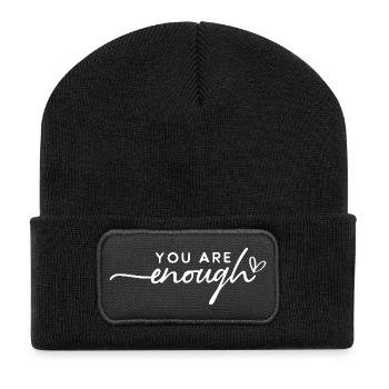 Vous êtes assez – Amour de soi et motivation - Beanie recyclé à patch - noir - Devant