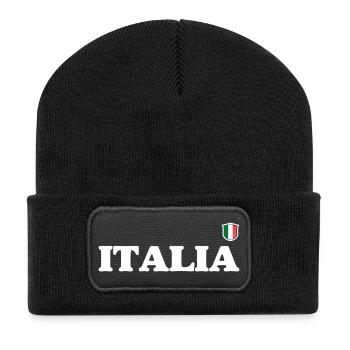 Italia Crest Typographie Vintage - Beanie recyclé à patch - noir - Devant