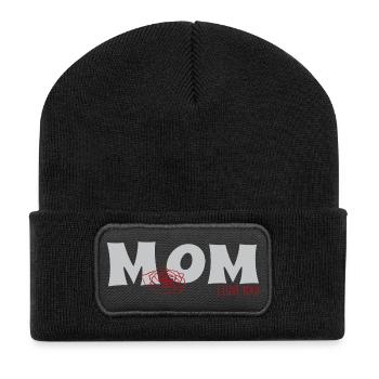 mom Muttertag - Recycelte Patch Beanie - Schwarz - Vorne