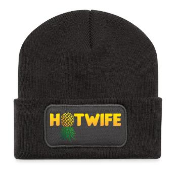 Hotwife Auf dem Kopf Stehende Ananas Swinger Heiße Ehefrau - Recycelte Patch Beanie - Dunkelgrau - Vorne