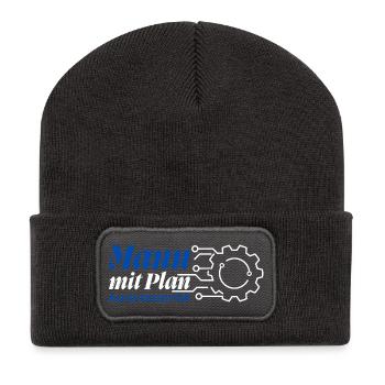 Mann mit Plan - Konstruktör, Konstrukteur - Recycelte Patch Beanie - Dunkelgrau - Vorne