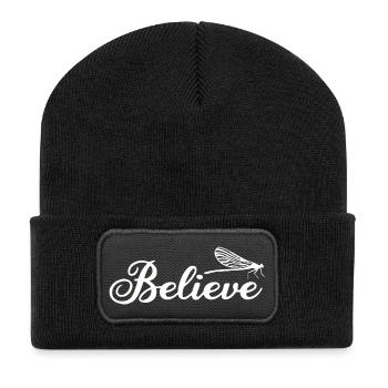 Inspirational Dragonfly Botanical Illustration - Recycled Patch Beanie - black - Front
