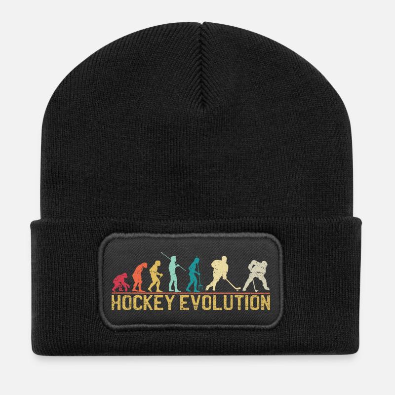 Hockey Evolution Silhouette Design - Recycelte Patch Beanie - Schwarz
