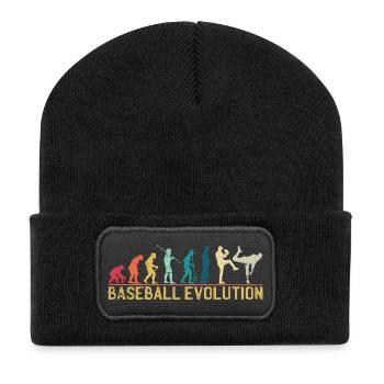 Illustration de l’évolution du baseball - Beanie recyclé à patch - noir - Devant