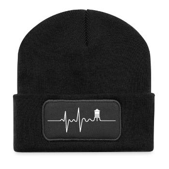 Spécialiste de l’hydratation des battements de cœur du château d’eau - Beanie recyclé à patch - noir - Devant