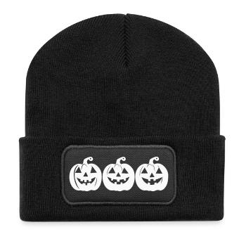 Scary pumpkin mouse drawing for Halloween - Recycled Patch Beanie - black - Front