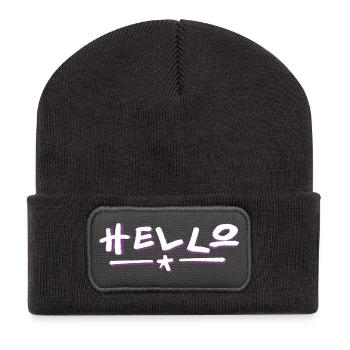 Lettrage Hello avec dégradé de couleurs - Beanie recyclé à patch - charbon - Devant