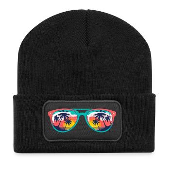Sunset Palms Sunglasses  - Recycled Patch Beanie - black - Front