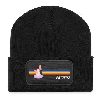 Amateurs de céramique, poterie de style rétro - Beanie recyclé à patch - noir - Devant
