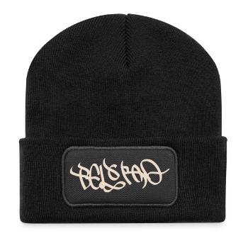 Abstraktes Graffiti-Design mit Belgrad Flair - Recycelte Patch Beanie - Schwarz - Vorne