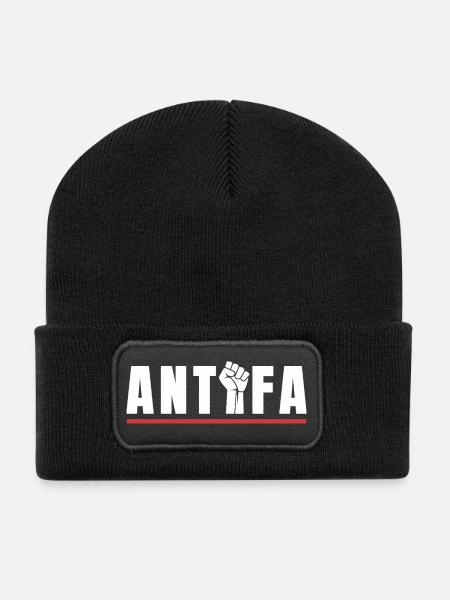 Antifa Protestfaust Antifaschistisches Statement - Recycelte Patch Beanie - Schwarz