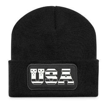 USA Bloc Police Rétro Patriotique - Beanie recyclé à patch - noir - Devant
