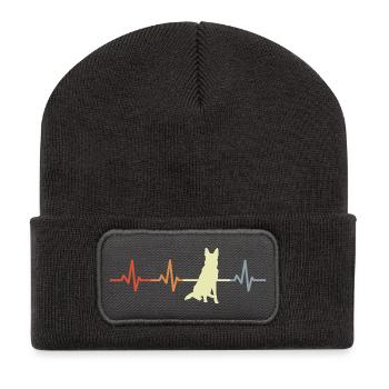 Deutscher Schäferhund Herzschlag - Recycelte Patch Beanie - Dunkelgrau - Vorne