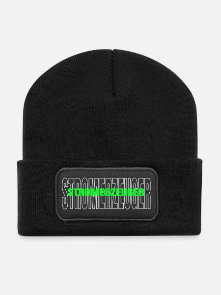 Stromerzeuger Nachhaltige Stromerzeugung - Recycelte Patch Beanie - Schwarz