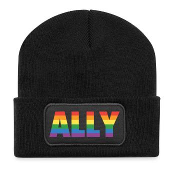 ALLY – Design arc-en-ciel pour les partisans LGBTQ+ - Beanie recyclé à patch - noir - Devant