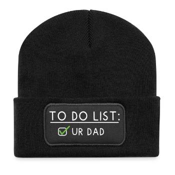 To Do List: Ur Dad - Recycelte Patch Beanie - Schwarz - Vorne