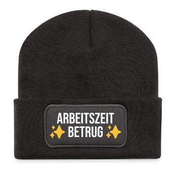 Arbeitszeitbetrug Meme - Recycelte Patch Beanie - Dunkelgrau - Vorne