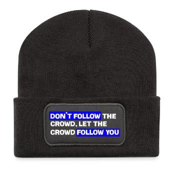 Ne suivez pas la foule – Laissez le public vous suivre - Beanie recyclé à patch - charbon - Devant
