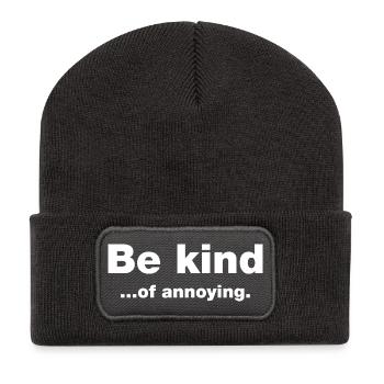 Sei freundlich... Nervig - Recycelte Patch Beanie - Dunkelgrau - Vorne