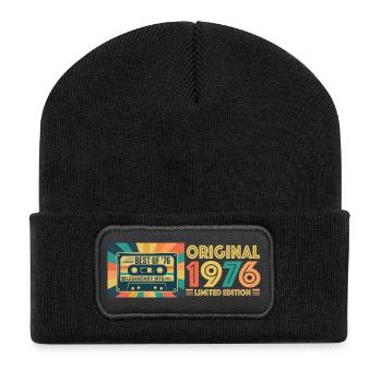 Retro Cassette 1976 Limited Edition - Recycled Patch Beanie - black - Front