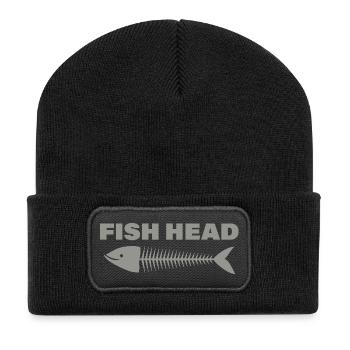 FISH HEAD - Recycelte Patch Beanie - Schwarz - Vorne