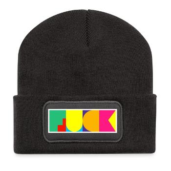 Funny Pop Art F-Word - Recycled Patch Beanie - dark grey - Front