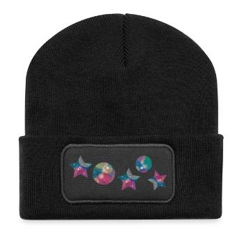  Sterne Weihnachten  - Recycelte Patch Beanie - Schwarz - Vorne