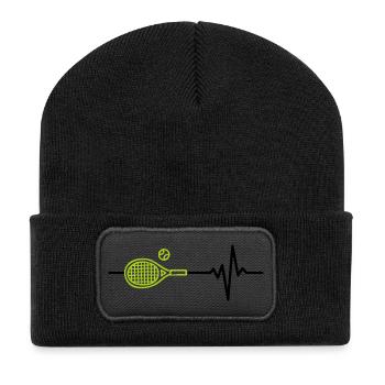 Tennis is my life, heartbeat, court fighter - Recycled Patch Beanie - black - Front