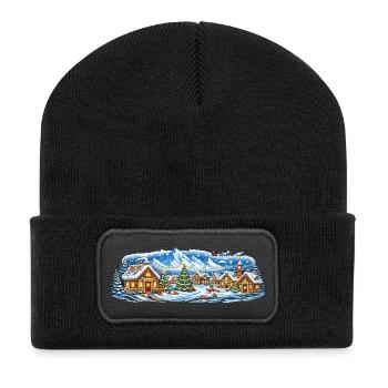 Le village d’hiver dans la splendeur de Noël - Beanie recyclé à patch - noir - Devant