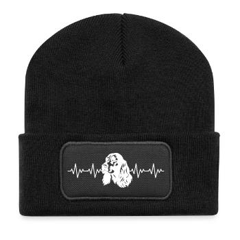 Battement de cœur ECG du Cocker Spaniel - Beanie recyclé à patch - noir - Devant