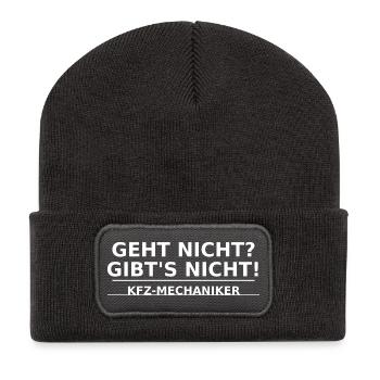 KFZ-Mechaniker – Geht nicht? Gibt's nicht! - Recycelte Patch Beanie - Dunkelgrau - Vorne