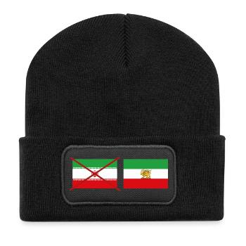 Löwen- und Sonnenemblem - Recycelte Patch Beanie - Schwarz - Vorne