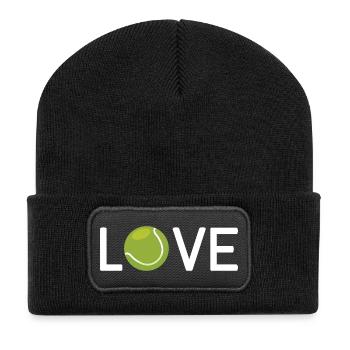 Tennis-Liebhaber - Recycelte Patch Beanie - Schwarz - Vorne