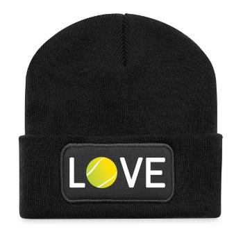 Tennis-Liebhaber - Recycelte Patch Beanie - Schwarz - Vorne