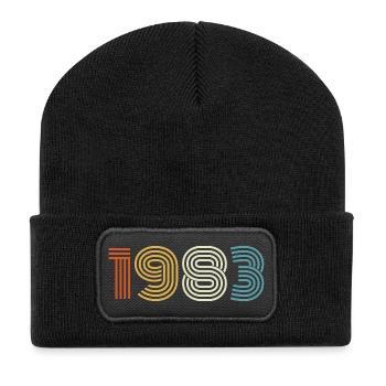 1983 Gift 1983 Vintage 1983 - Recycled Patch Beanie - black - Front