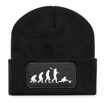 Entwicklung des Curling-Witzes und Wintersportkunst - Recycelte Patch Beanie - Schwarz - Vorne