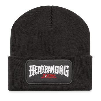 Logo de headbanging blanc - Beanie recyclé à patch - charbon - Devant