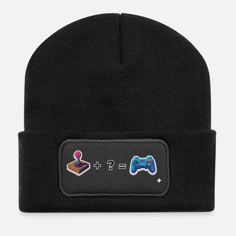 Retro joystick meets gamepad - Recycled Patch Beanie - black