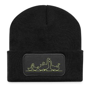 Duck Family Line Art Neon - Recycled Patch Beanie - black - Front