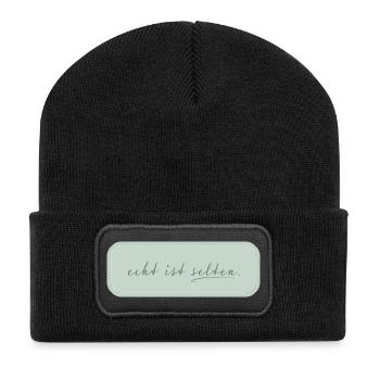 real is rare – minimalist typography - Recycled Patch Beanie - black - Front