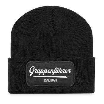 Gruppenführer Gruppenleiter Teamleitung 2025 - Recycelte Patch Beanie - Schwarz - Vorne