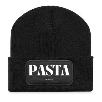 Pasta ist Liebe - Recycelte Patch Beanie - Schwarz - Vorne