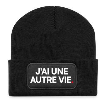 J'ai une autre vie - Beanie recyclé à patch - noir - Devant