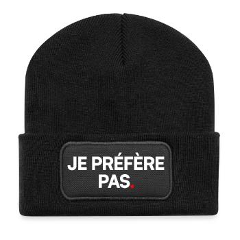 Je préfère pas - Beanie recyclé à patch - noir - Devant