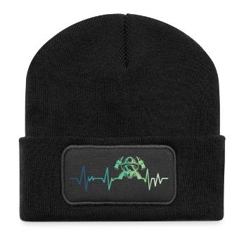 firefighter heartbeat firefighter - Recycled Patch Beanie - black - Front