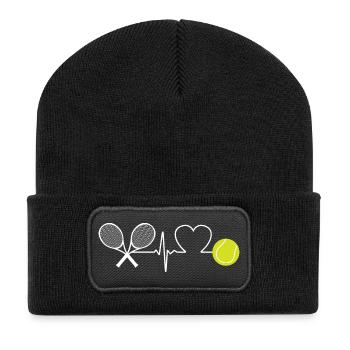 Tennis Heartbeat Tennis Player - Recycled Patch Beanie - black - Front