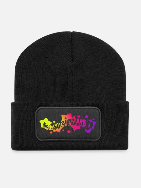 Dissoziation in Regenbogensternen (Farbverlauf) - Recycelte Patch Beanie - Schwarz